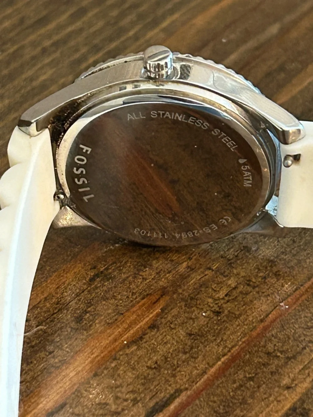 Fossil Turquoise Crystal-Bezel Silicone Strap Watch